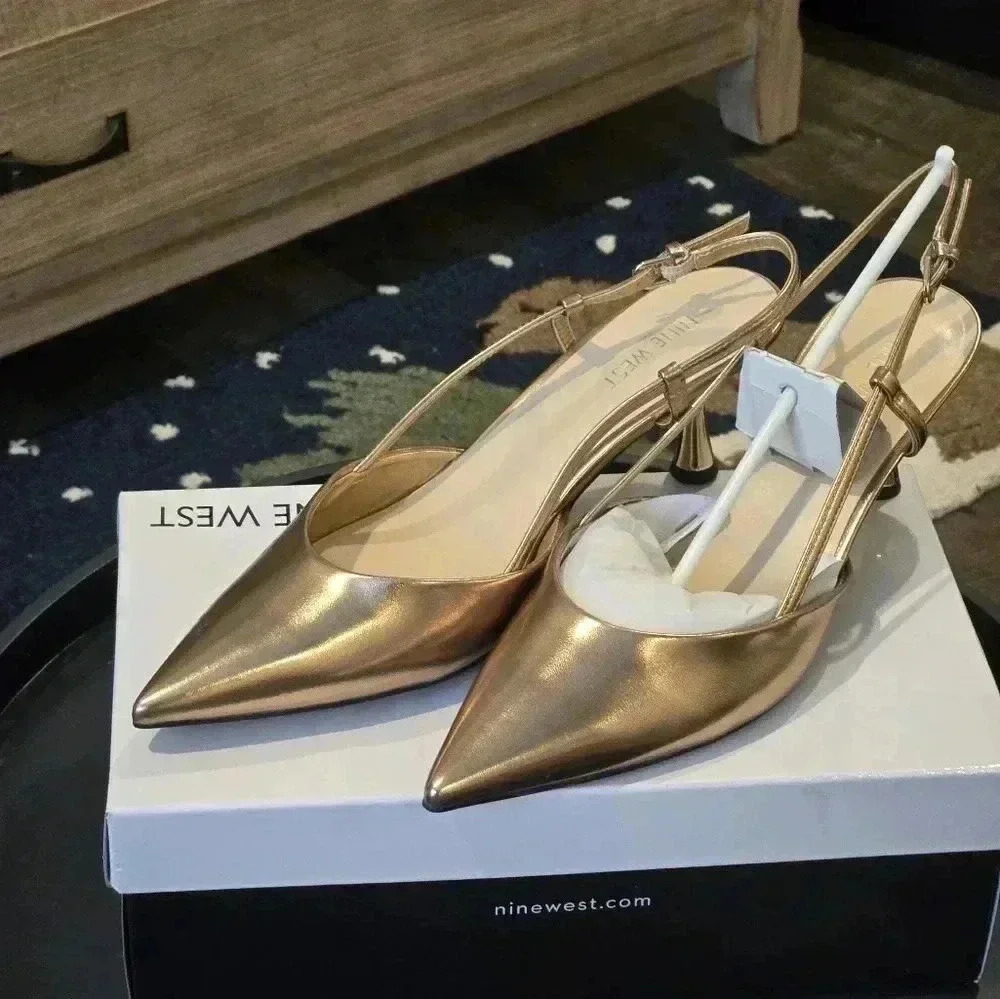 Nine West Womens  Bronze Heels Size:11